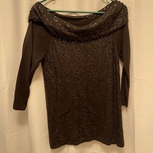 Glitter cowl neck 3/4th sleeve sweater/blouse from White House black market